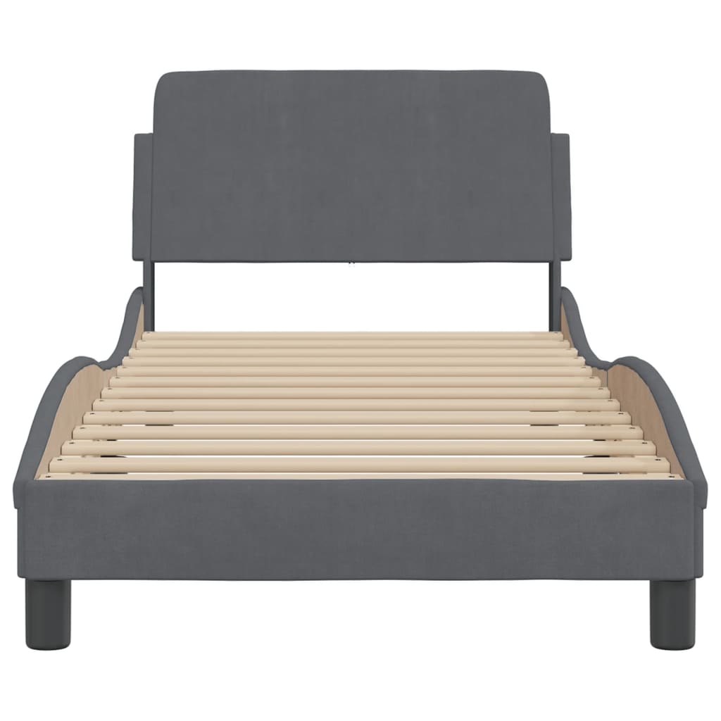 Bedframe Met Hoofdeinde Fluweel Donkergrijs 80X200 Cm