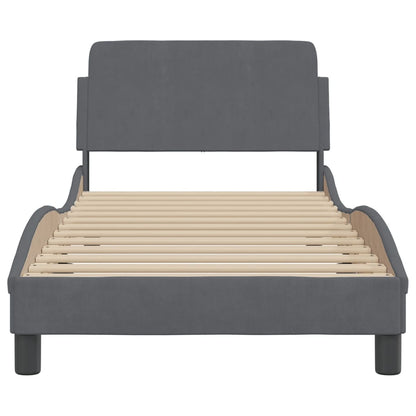 Bedframe Met Hoofdeinde Fluweel Donkergrijs 80X200 Cm