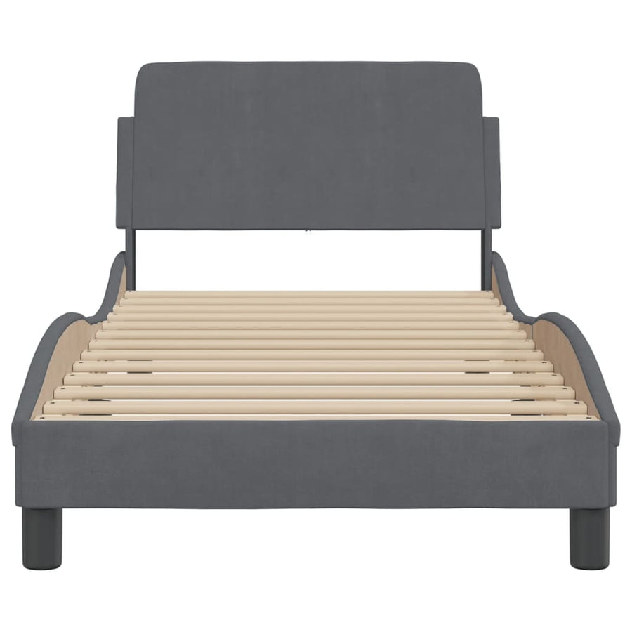 Bedframe Met Hoofdeinde Fluweel Donkergrijs 80X200 Cm