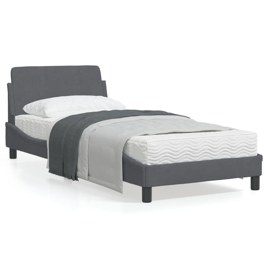 Bedframe Met Hoofdeinde Fluweel Donkergrijs 80X200 Cm