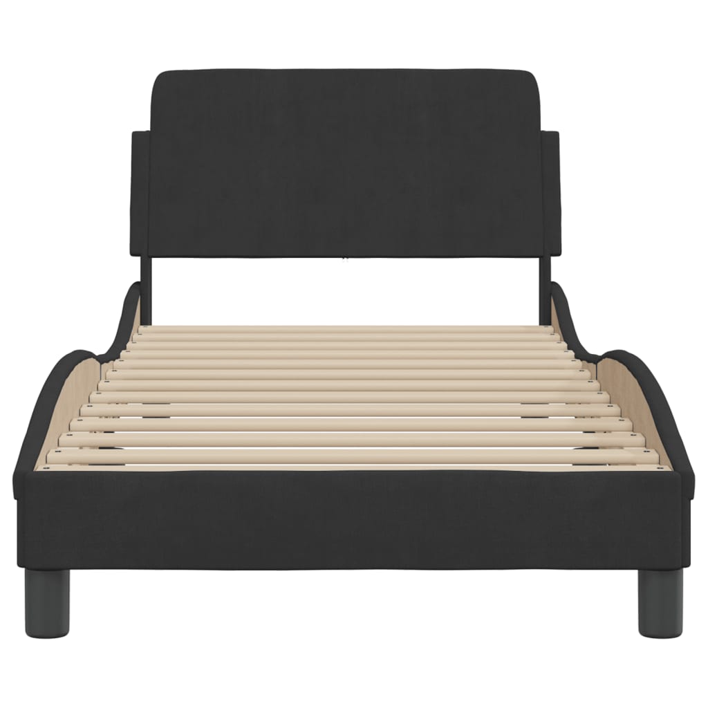 Bedframe Met Hoofdeinde Fluweel Zwart 80X200 Cm