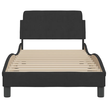 Bedframe Met Hoofdeinde Fluweel Zwart 80X200 Cm