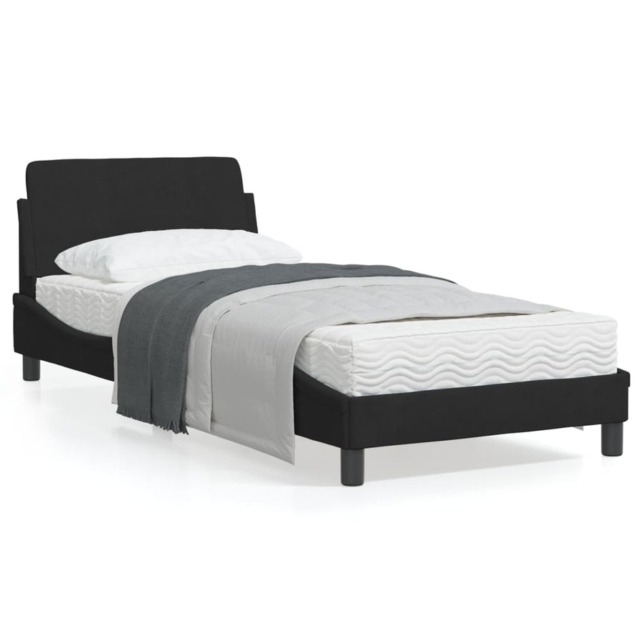 Bedframe Met Hoofdeinde Fluweel Zwart 80X200 Cm