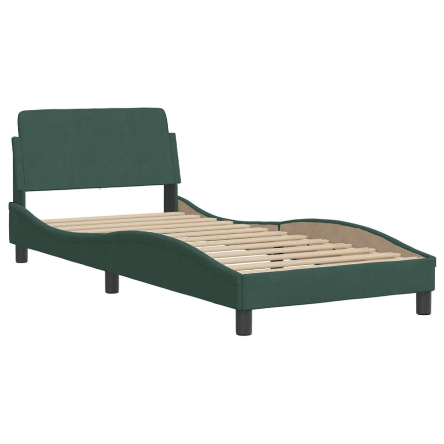 Bedframe Met Hoofdeinde Fluweel Donkergroen 80X200 Cm