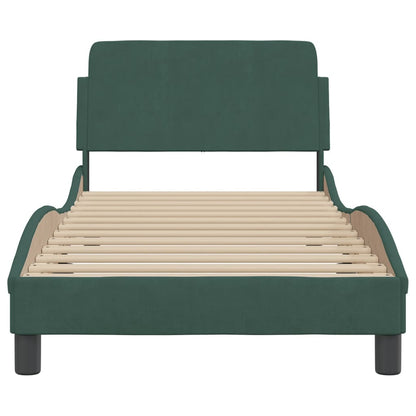 Bedframe Met Hoofdeinde Fluweel Donkergroen 80X200 Cm