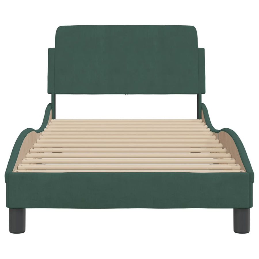Bedframe Met Hoofdeinde Fluweel Donkergroen 80X200 Cm