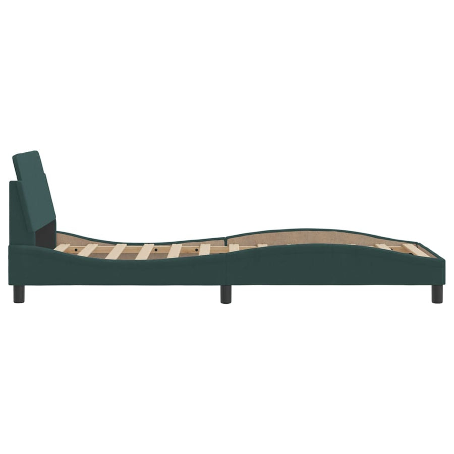 Bedframe Met Hoofdeinde Fluweel Donkergroen 80X200 Cm