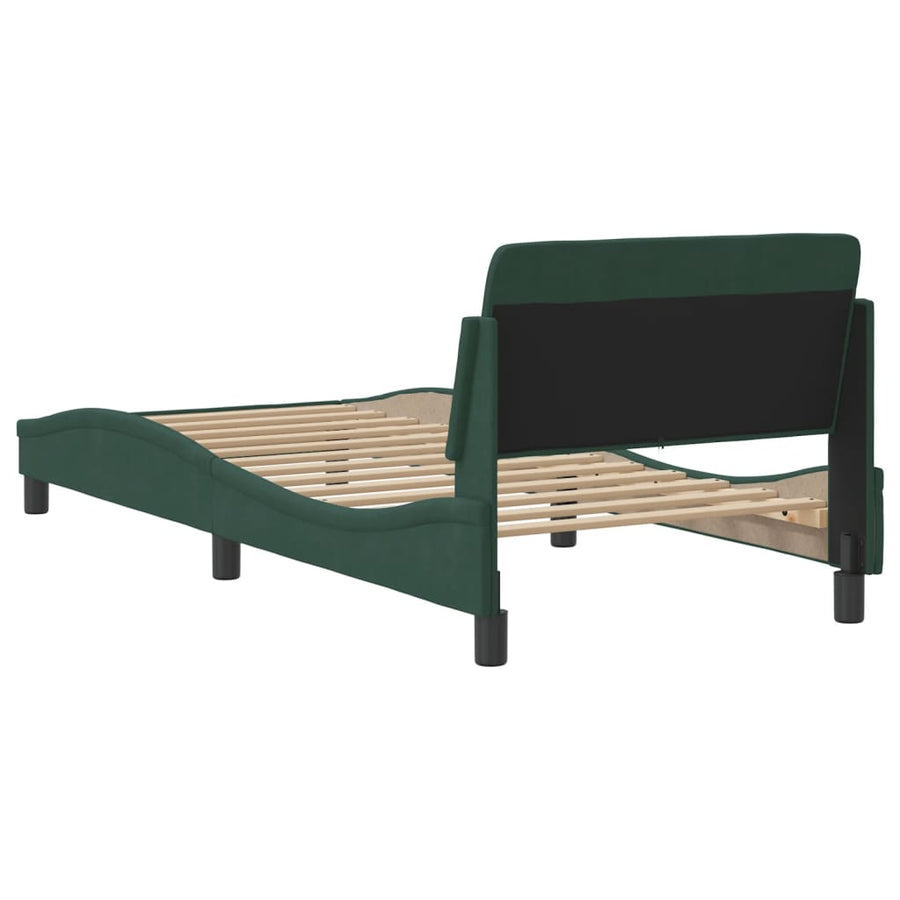 Bedframe Met Hoofdeinde Fluweel Donkergroen 80X200 Cm