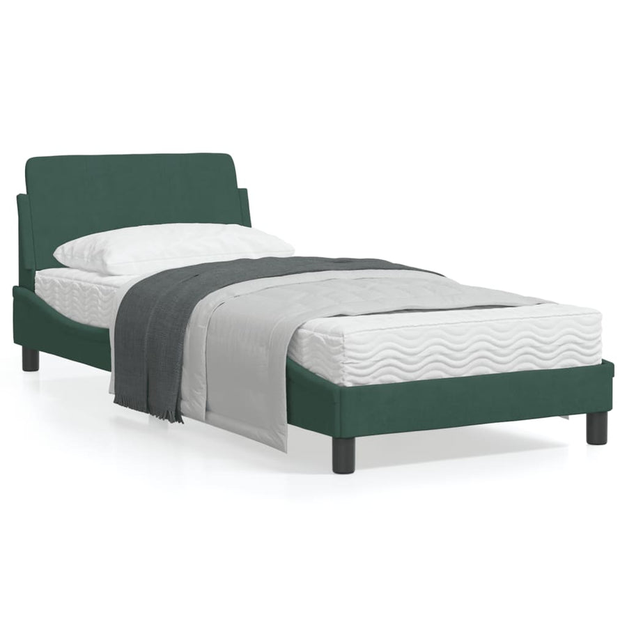 Bedframe Met Hoofdeinde Fluweel Donkergroen 80X200 Cm