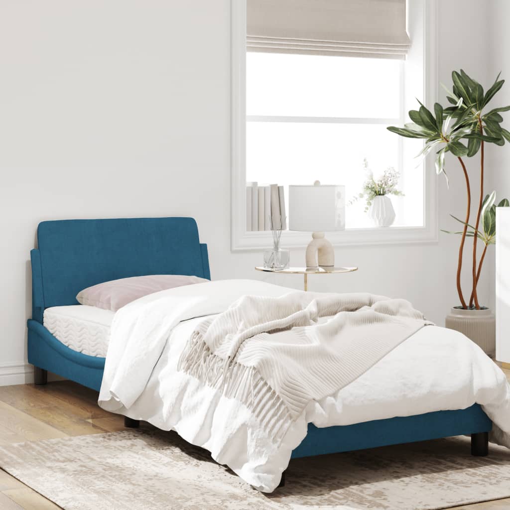 Bedframe Met Hoofdbord Fluweel Blauw 80X200 Cm