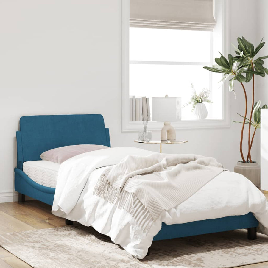 Bedframe Met Hoofdbord Fluweel Blauw 80X200 Cm