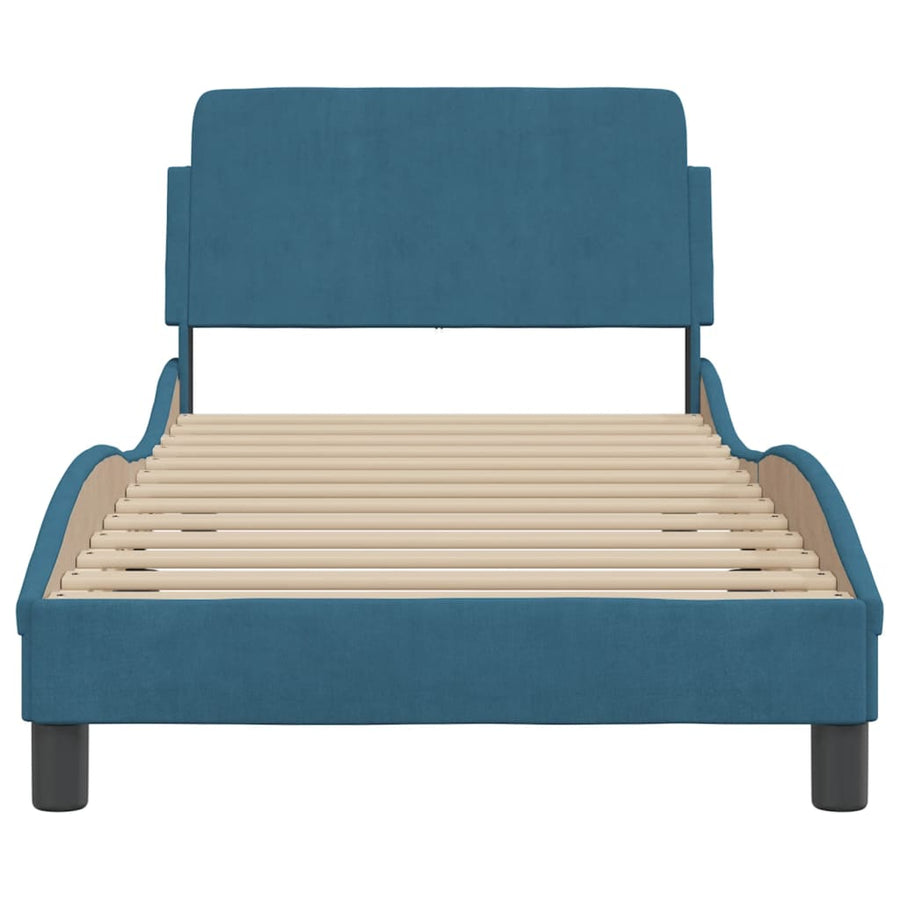 Bedframe Met Hoofdbord Fluweel Blauw 80X200 Cm