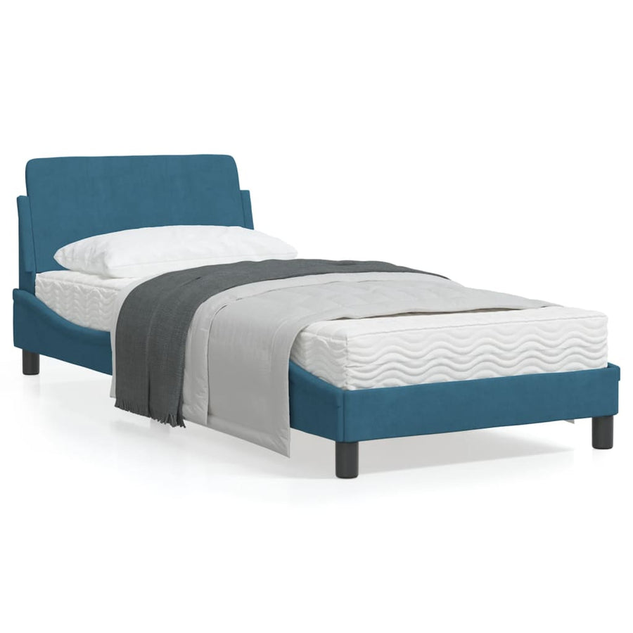 Bedframe Met Hoofdbord Fluweel Blauw 80X200 Cm