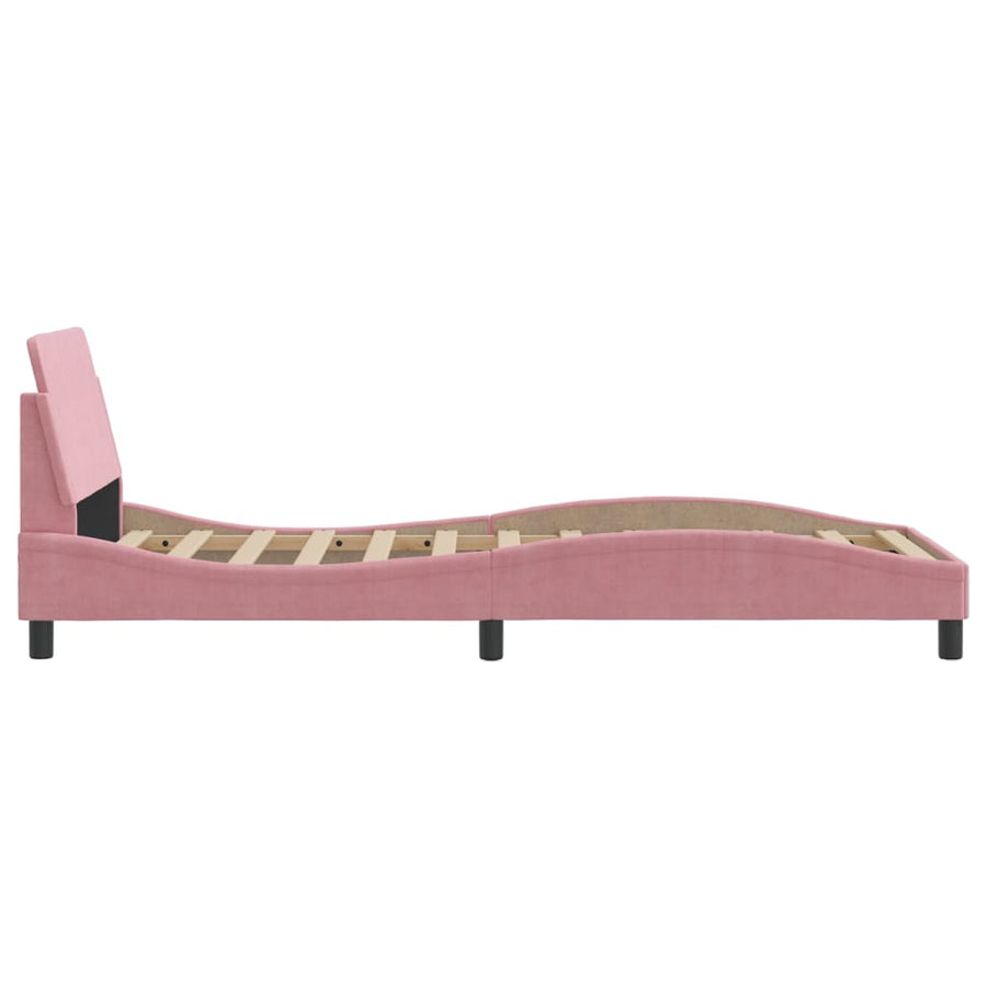 Bedframe Met Hoofdeinde Fluweel Roze 80X200 Cm