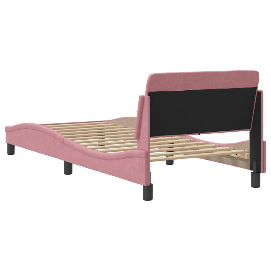 Bedframe Met Hoofdeinde Fluweel Roze 80X200 Cm