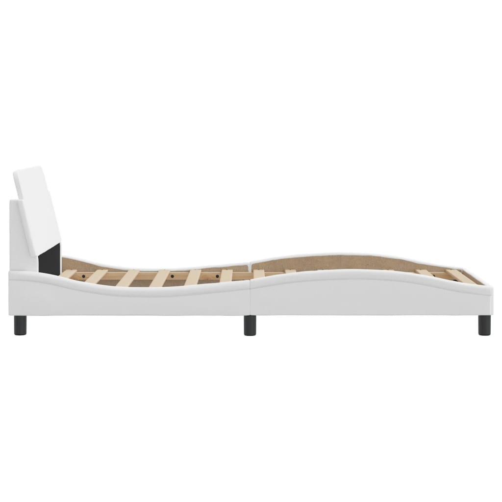 Bedframe Met Hoofdbord Kunstleer Wit 80X200 Cm