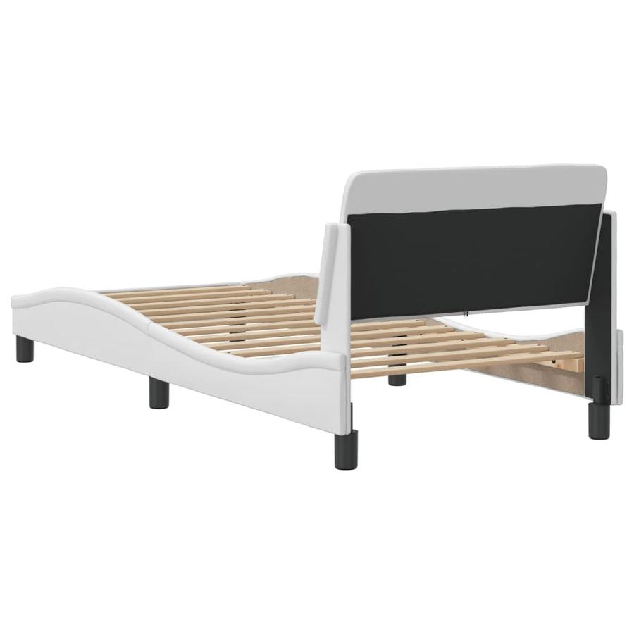 Bedframe Met Hoofdbord Kunstleer Wit 80X200 Cm