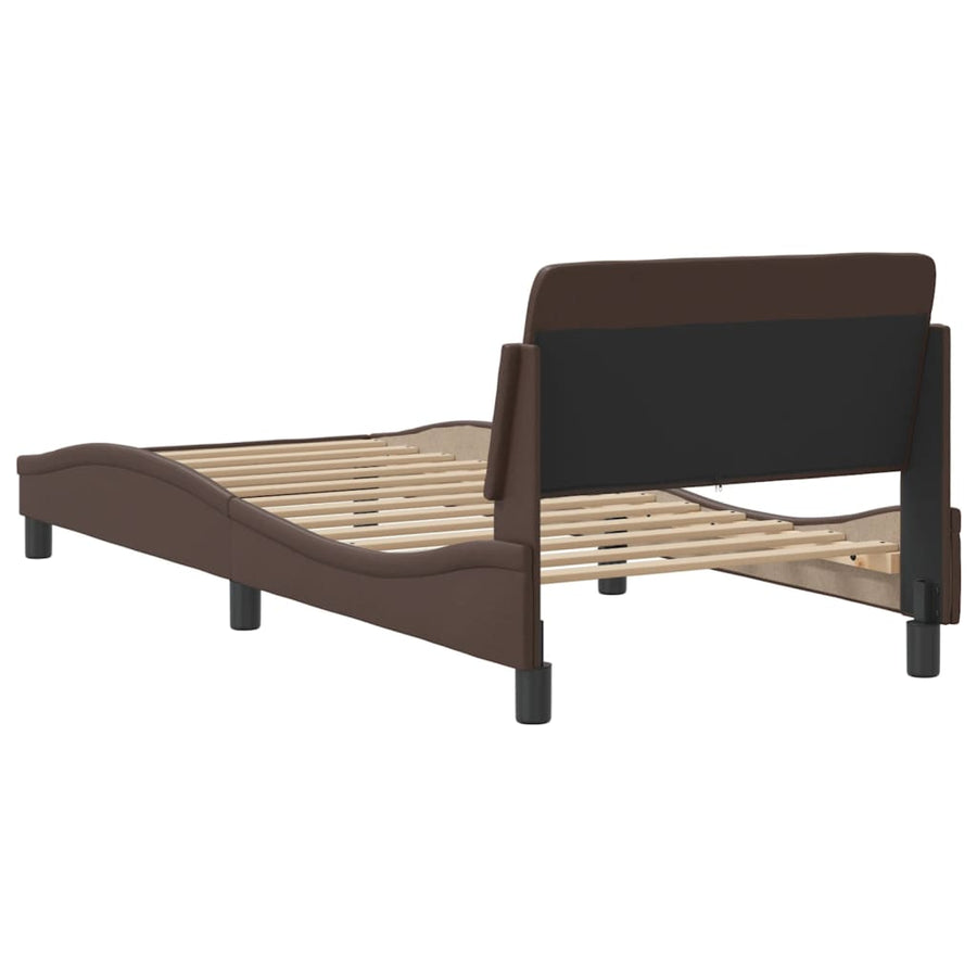 Bedframe Met Hoofdbord Kunstleer Bruin 80X200 Cm
