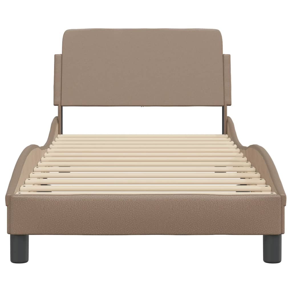 Bedframe Met Hoofdbord Kunstleer Cappucinnokleurig 80X200 Cm