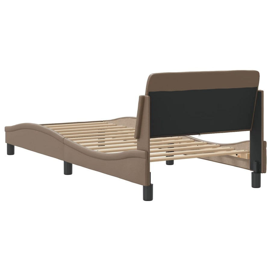Bedframe Met Hoofdbord Kunstleer Cappucinnokleurig 80X200 Cm