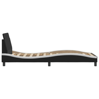 Bedframe Met Hoofdbord Kunstleer Zwart En Wit 80X200 Cm