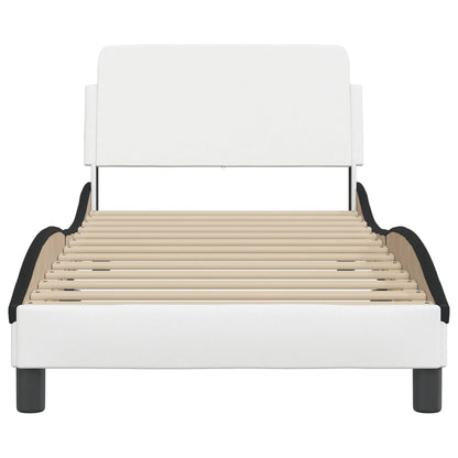 Bedframe Met Hoofdbord Kunstleer Wit En Zwart 80X200 Cm