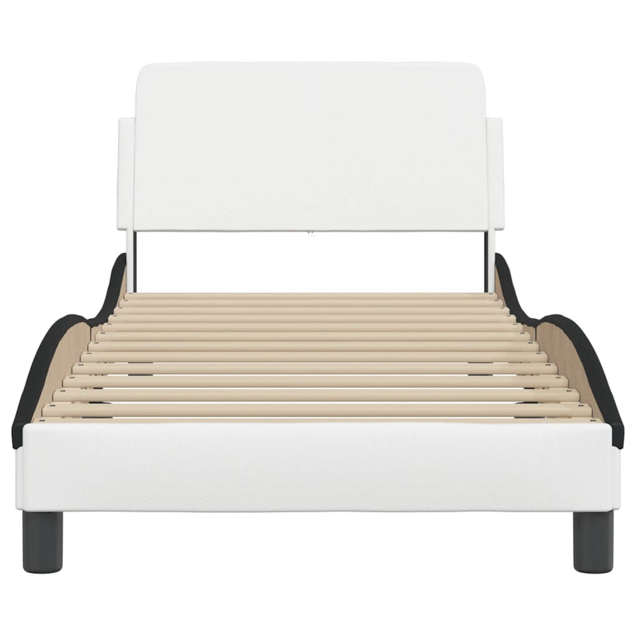Bedframe Met Hoofdbord Kunstleer Wit En Zwart 80X200 Cm