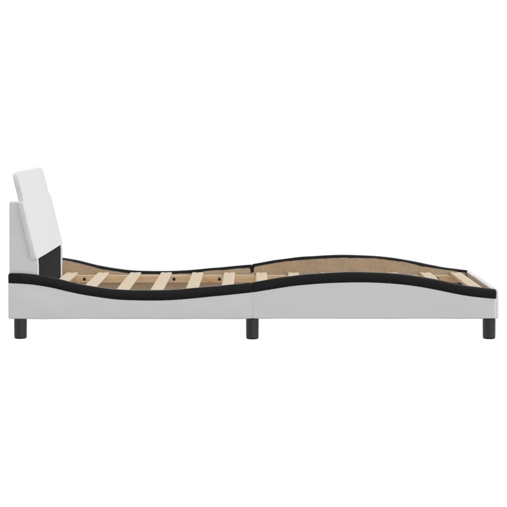 Bedframe Met Hoofdbord Kunstleer Wit En Zwart 80X200 Cm