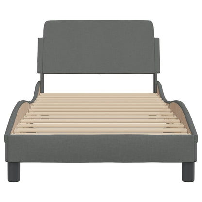 Bedframe Met Hoofdbord Stof Donkergrijs 90X190 Cm
