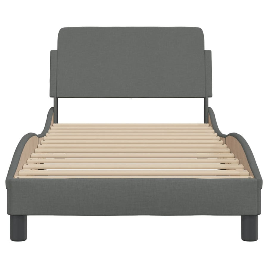 Bedframe Met Hoofdbord Stof Donkergrijs 90X190 Cm
