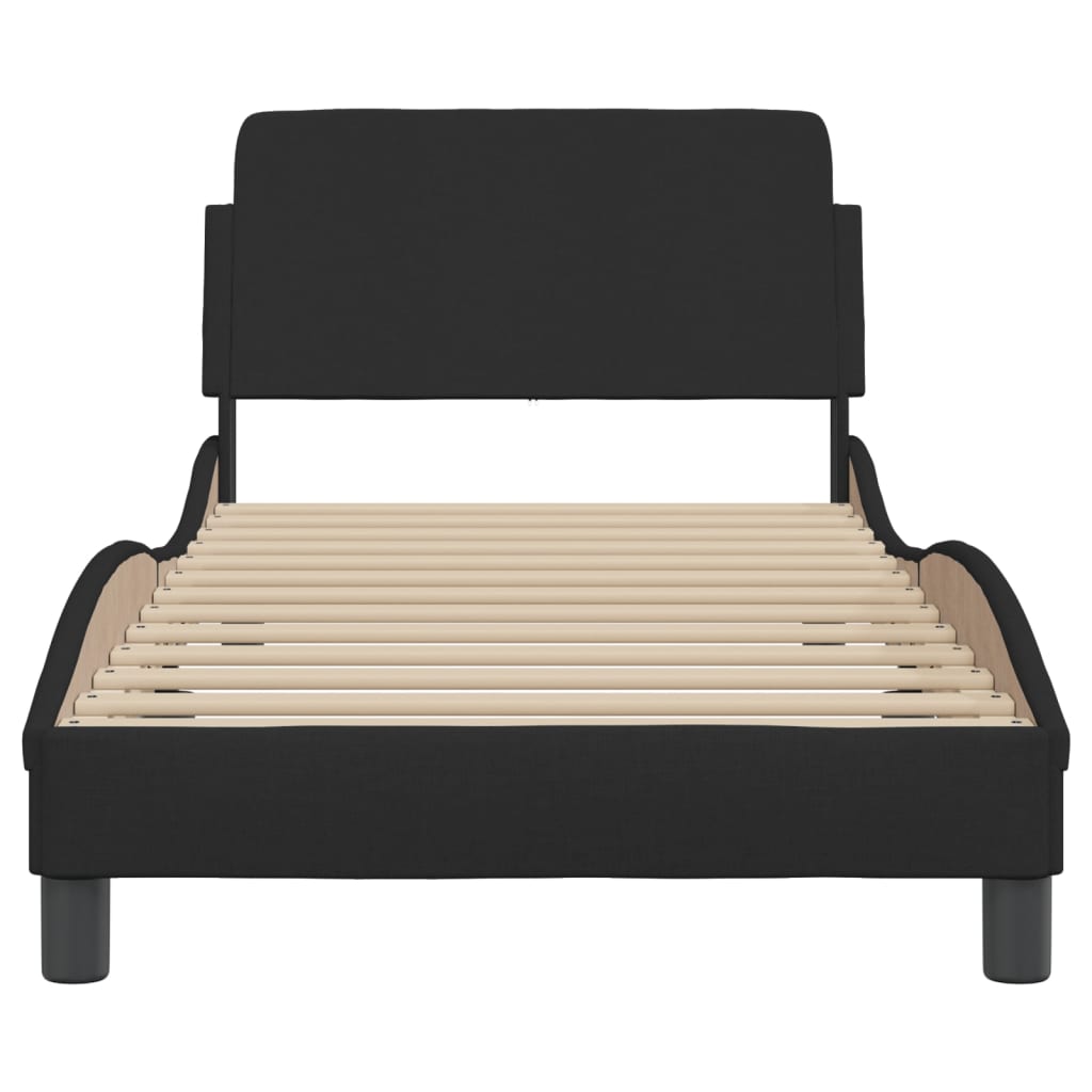 Bedframe Met Hoofdbord Stof Zwart 90X190 Cm