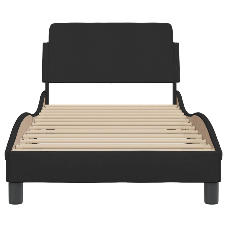 Bedframe Met Hoofdbord Stof Zwart 90X190 Cm
