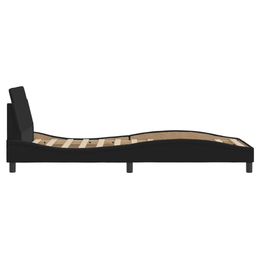 Bedframe Met Hoofdbord Stof Zwart 90X190 Cm