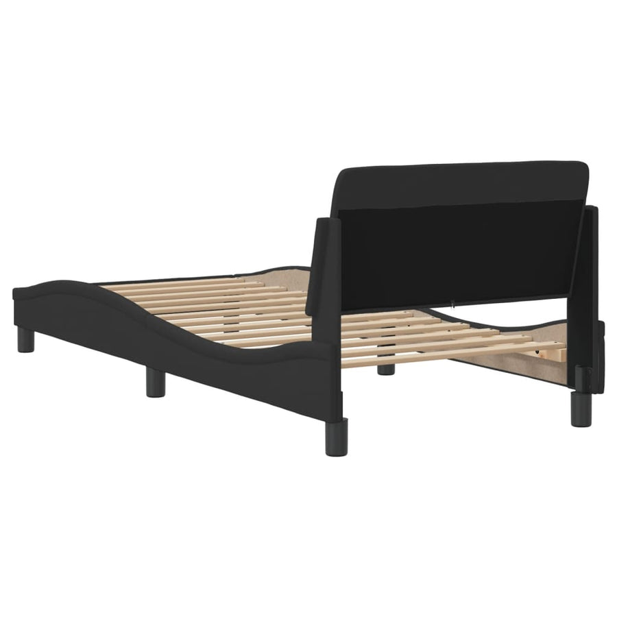 Bedframe Met Hoofdbord Stof Zwart 90X190 Cm