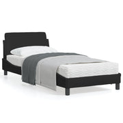 Bedframe 90x190 cm stof zwart met hoofdbord