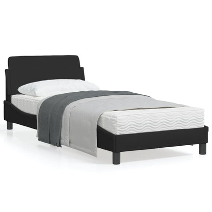 Bedframe Met Hoofdbord Stof Zwart 90X190 Cm