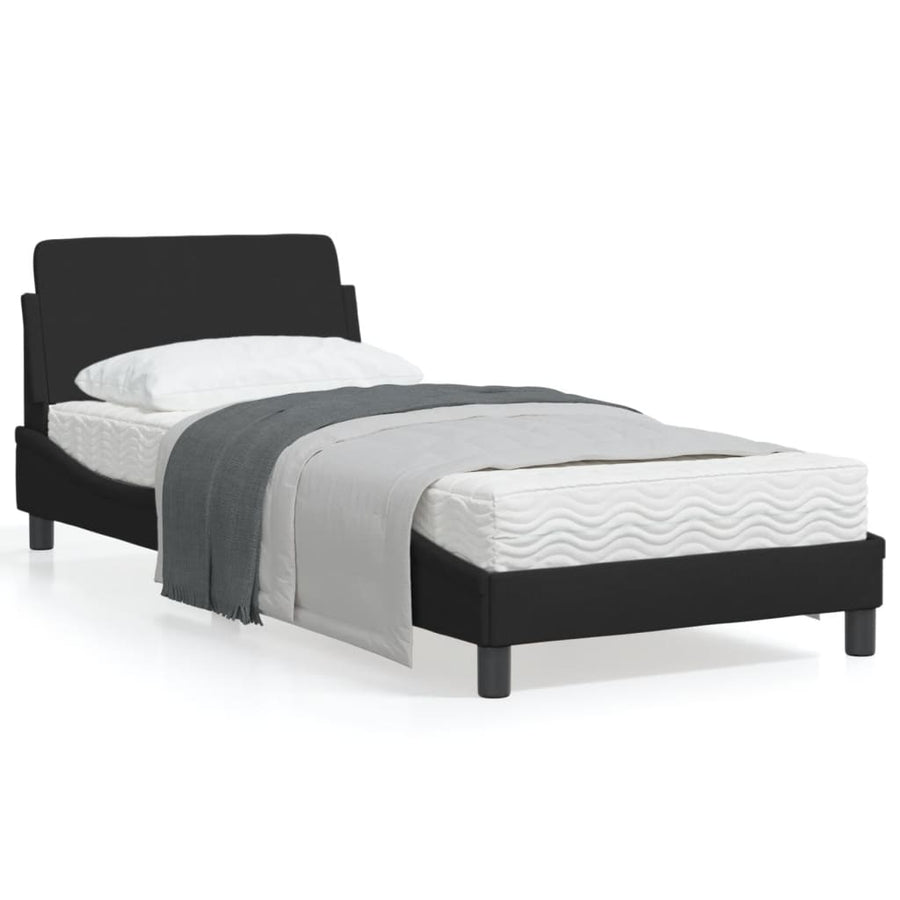Bedframe Met Hoofdbord Stof Zwart 90X190 Cm