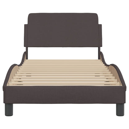 Bedframe Met Hoofdbord Stof Donkerbruin 90X190 Cm
