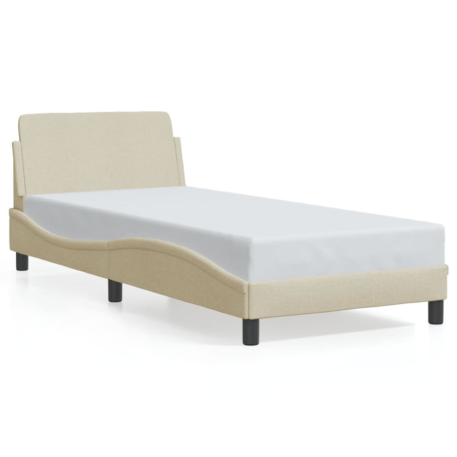 Bedframe met hoofdeinde "Dover" 90x190 cm stof crème