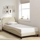 Bedframe 90x190 cm crème stof met hoofdeinde