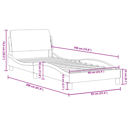 Bedframe met hoofdeinde "Dover" 90x190 cm stof blauw