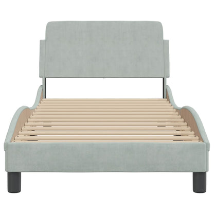 Bedframe Met Hoofdeinde Fluweel Lichtgrijs 90X190 Cm