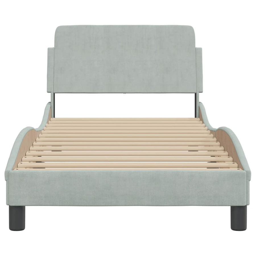Bedframe Met Hoofdeinde Fluweel Lichtgrijs 90X190 Cm