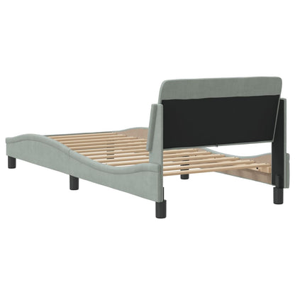 Bedframe Met Hoofdeinde Fluweel Lichtgrijs 90X190 Cm