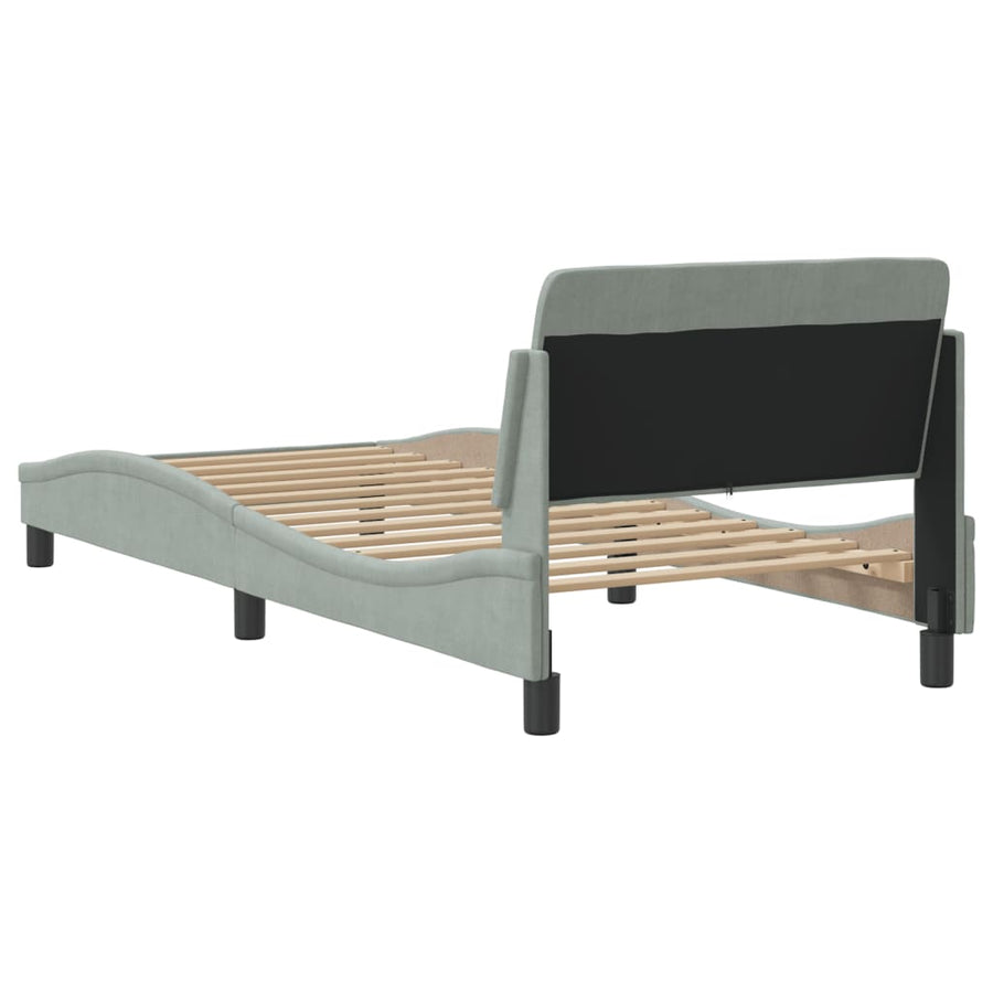 Bedframe Met Hoofdeinde Fluweel Lichtgrijs 90X190 Cm