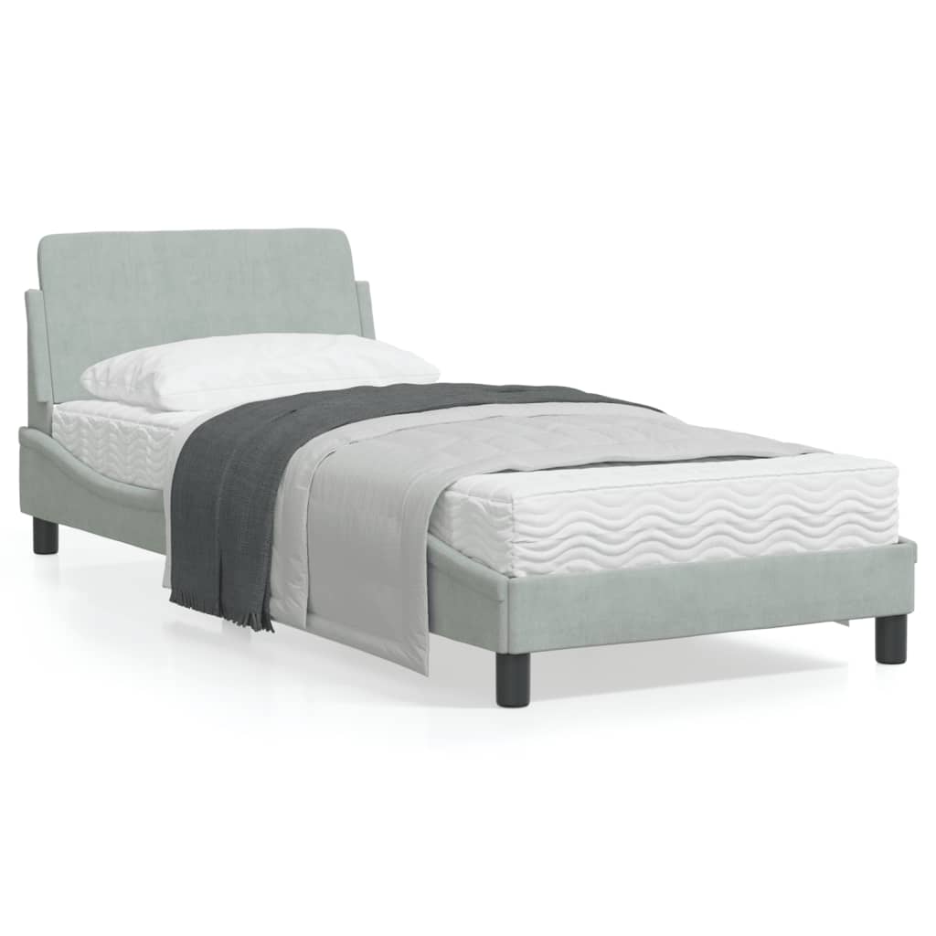 Bedframe Met Hoofdeinde Fluweel Lichtgrijs 90X190 Cm
