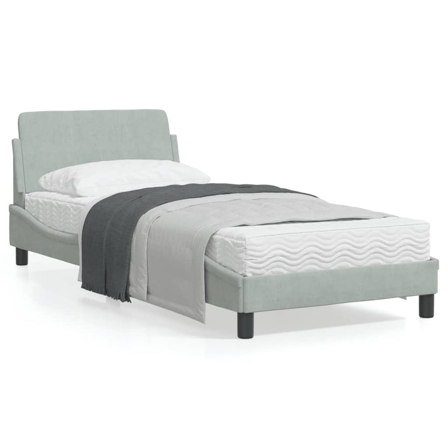 Bedframe Met Hoofdeinde Fluweel Lichtgrijs 90X190 Cm