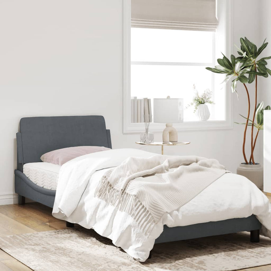Bedframe Met Hoofdeinde Fluweel Donkergrijs 90X190 Cm