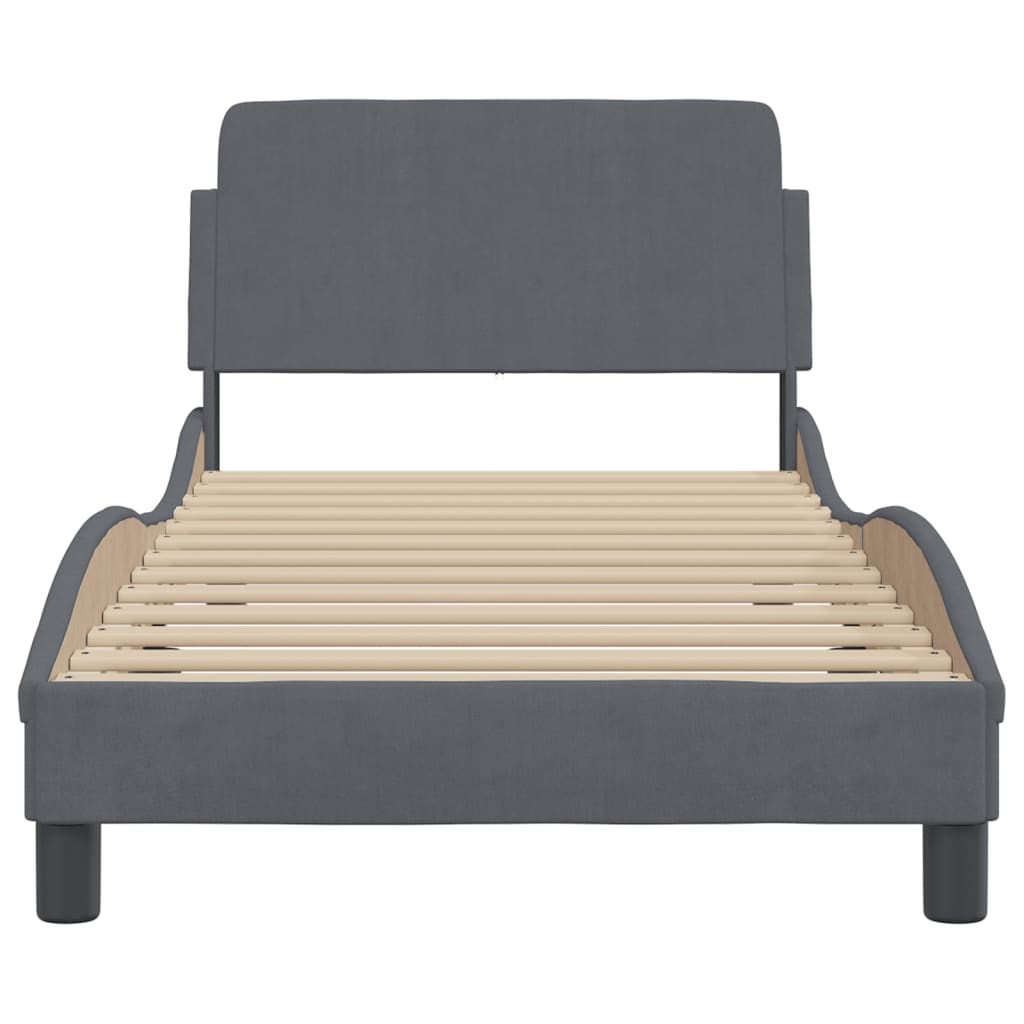 Bedframe Met Hoofdeinde Fluweel Donkergrijs 90X190 Cm