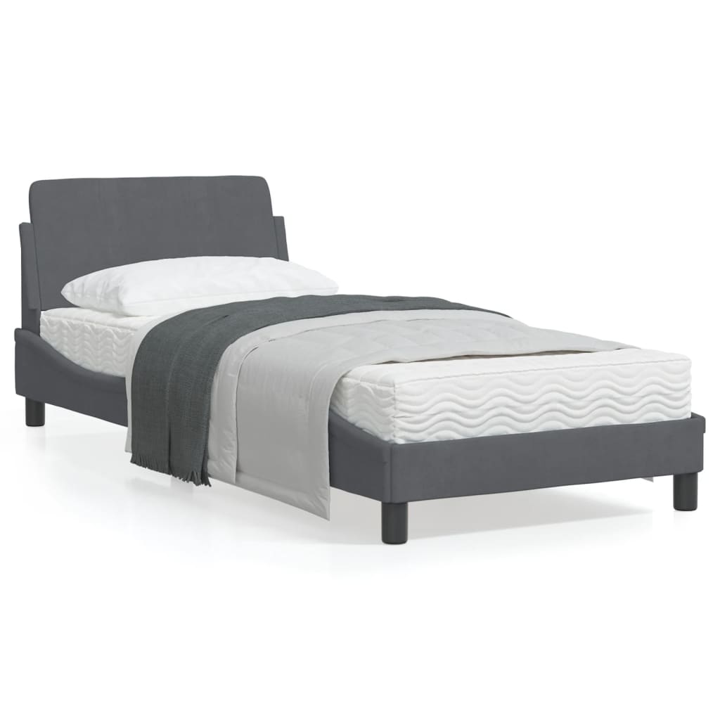 Bedframe Met Hoofdeinde Fluweel Donkergrijs 90X190 Cm